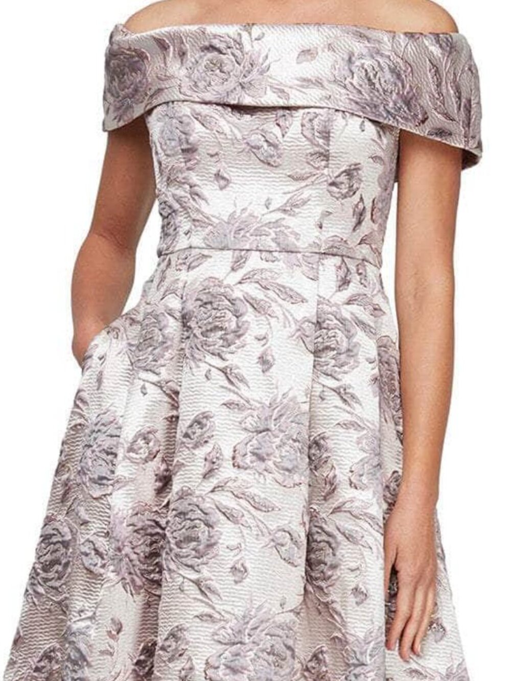 NWT Alex Evenings 8181177 Floral Brocade Mother of the Bride Dress Mauve size 6 - Picture 2 of 6